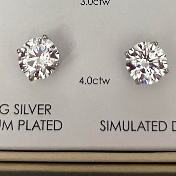 Sterling Silver Diamonique Stud Earrings - Picture 1 of 3